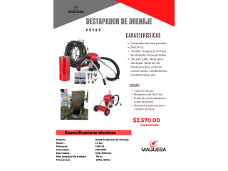 DESTAPADOR DE TUBERIAS MAQUESA