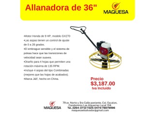 Allanadorade 36 pulgadas motor Honda